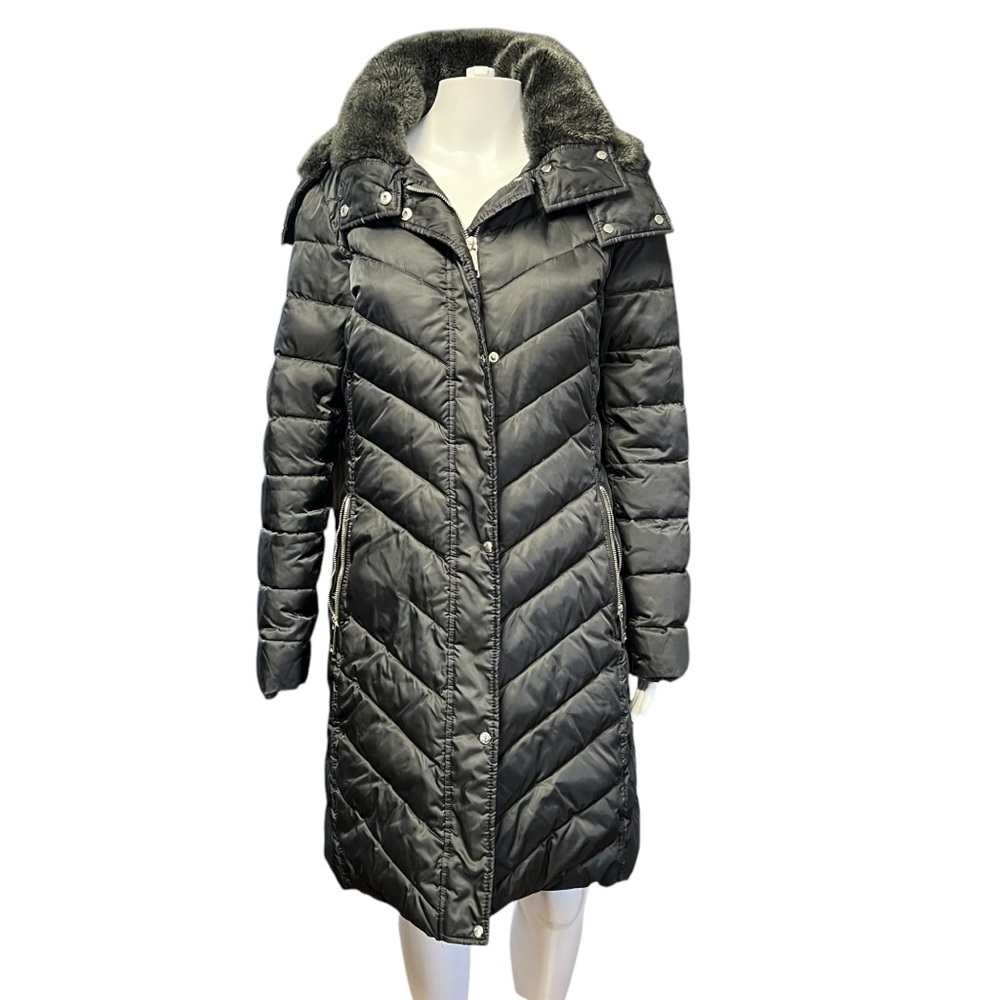 Nine West - Women’s MIDI PufferJacket Faux Fur Hood Sz. MD